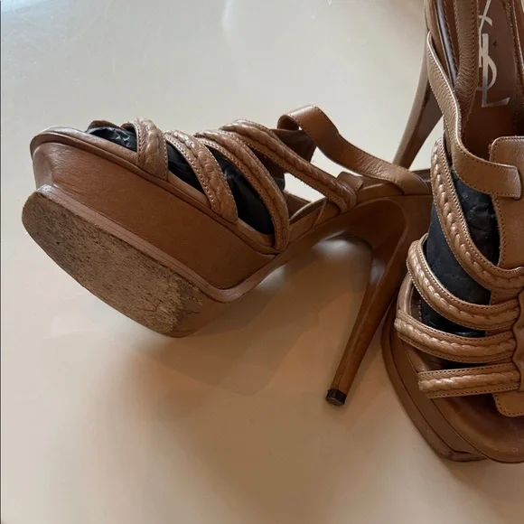Yves Saint Laurent Brown Strappy Heels - Picture 2 of 2